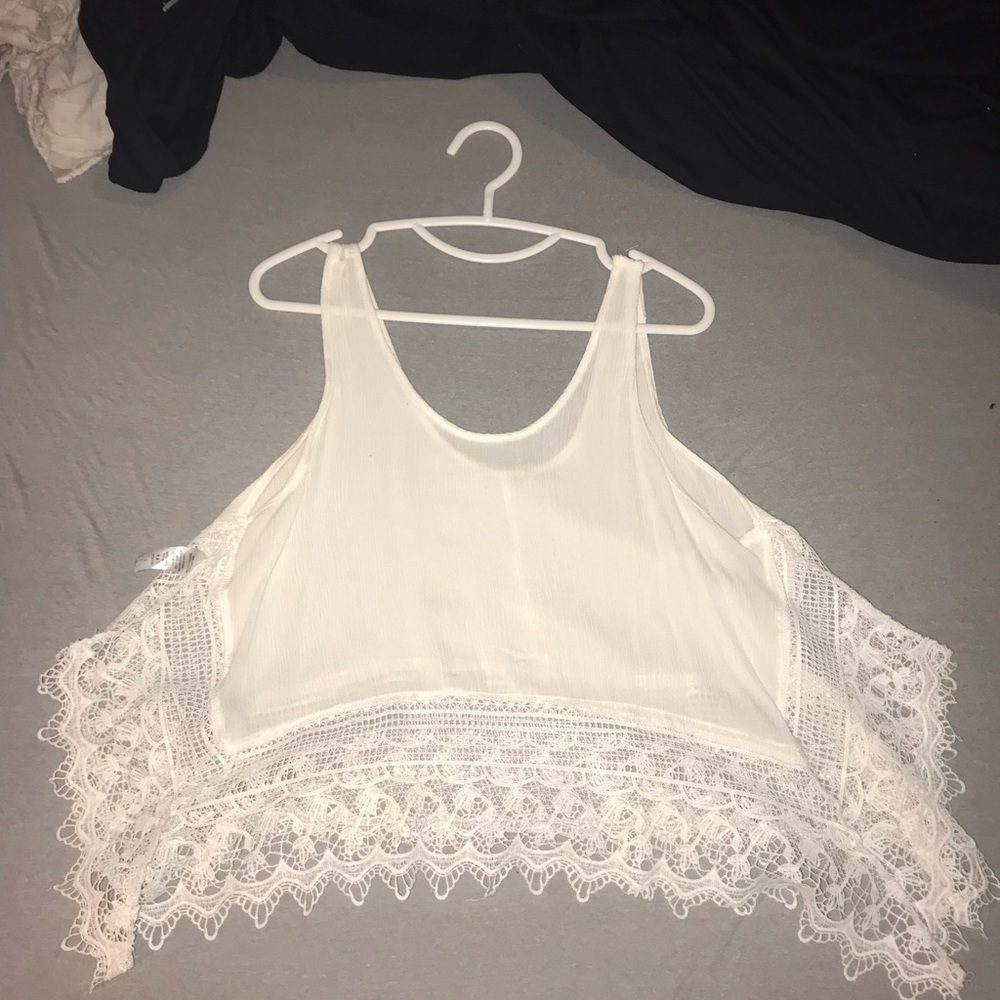 White fringe crop top
